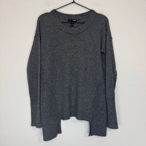 Aqua Cashmere Gray Asymmetrical Hem Cashmere Sweater S